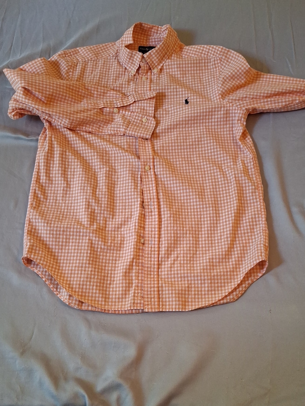 Ralph Lauren Orange & White Gingham Button-Down Kids Shirt